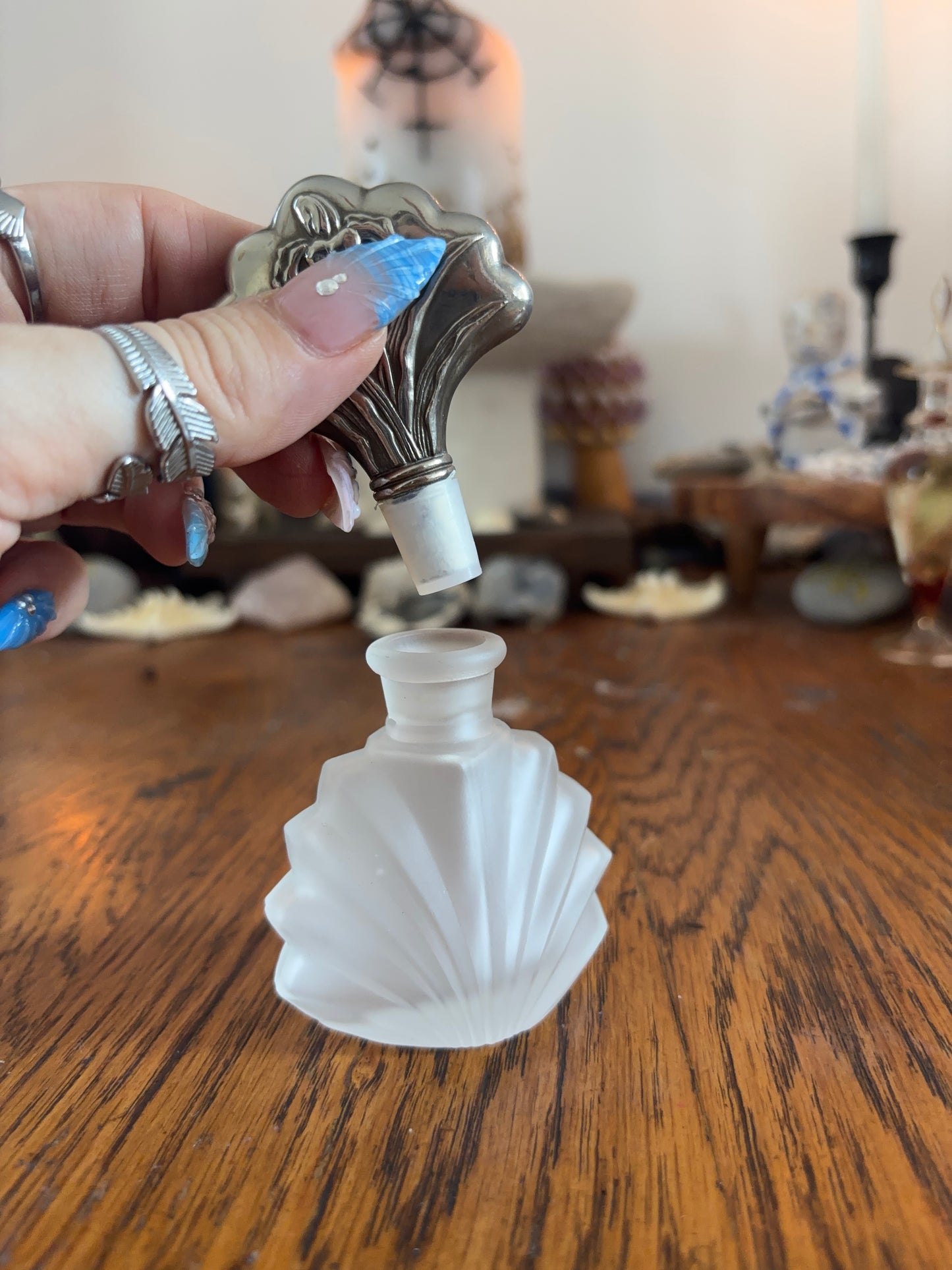 Vintage Frosted Glass Perfume Bottle