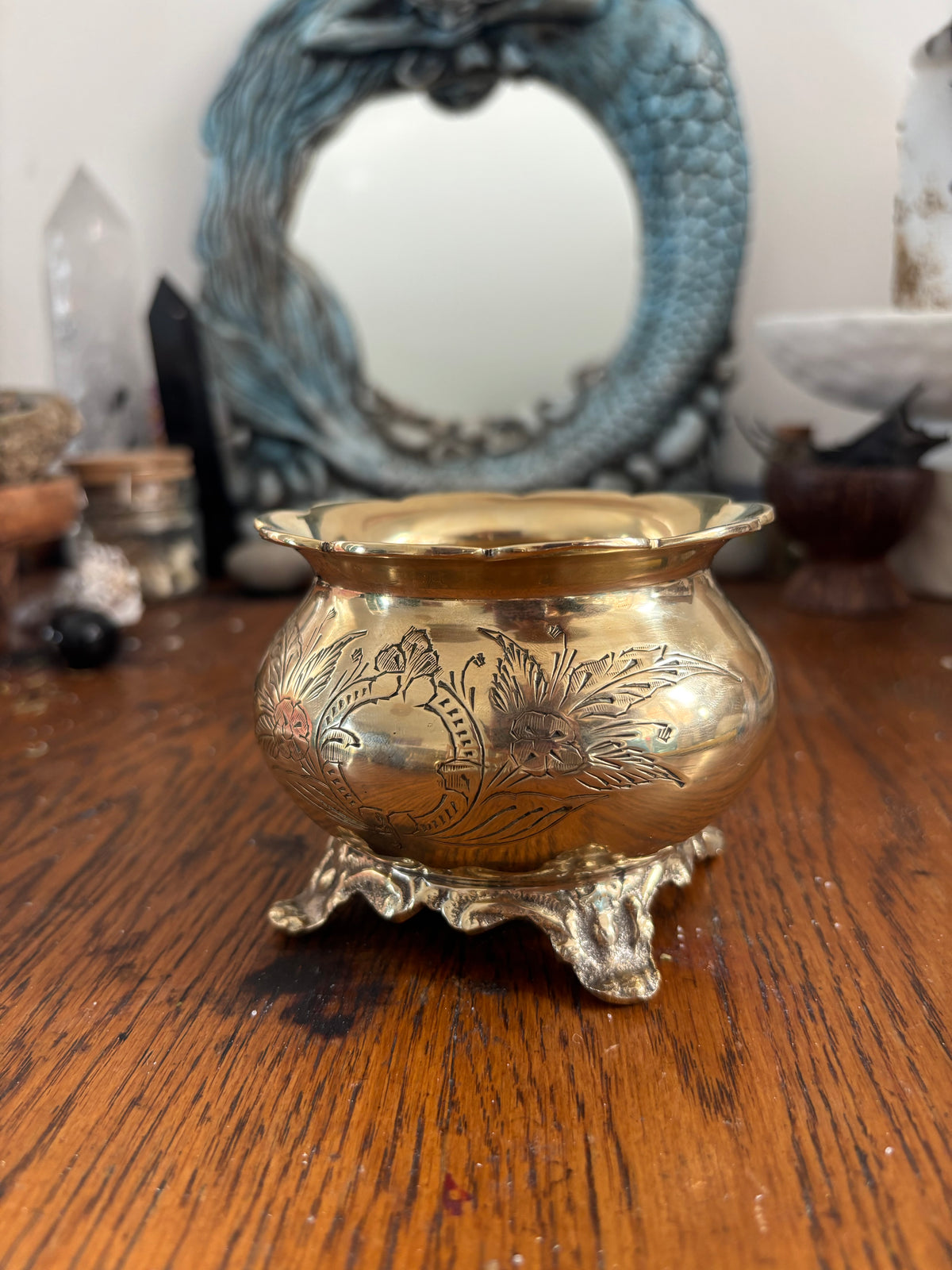 Ornate Gold-Tone Footed Cauldron
