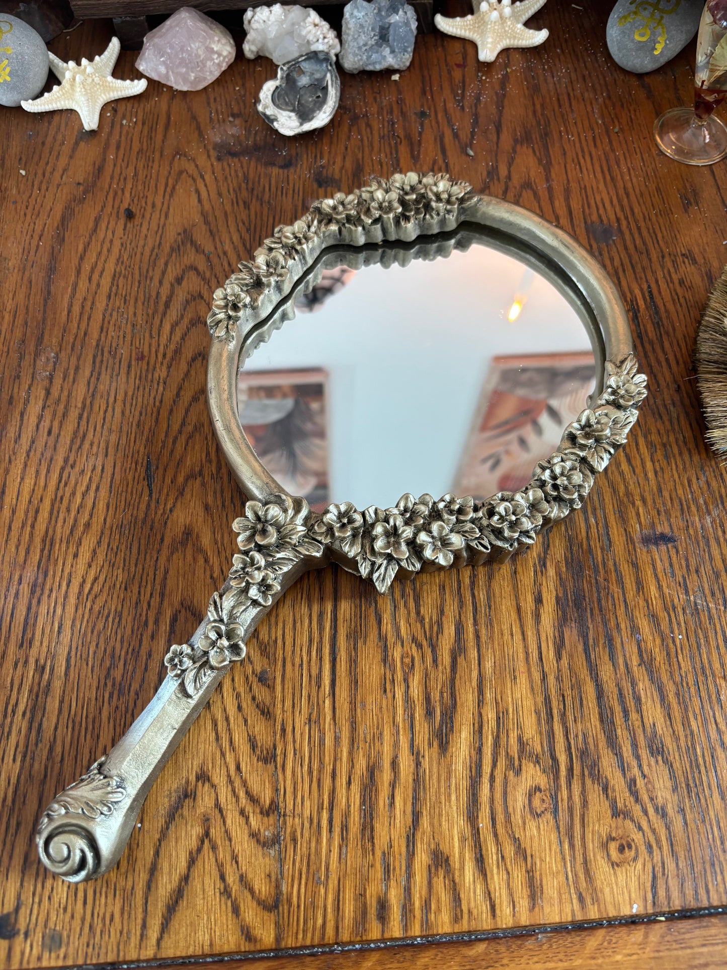 Vintage Inspired Floral Hand Mirror