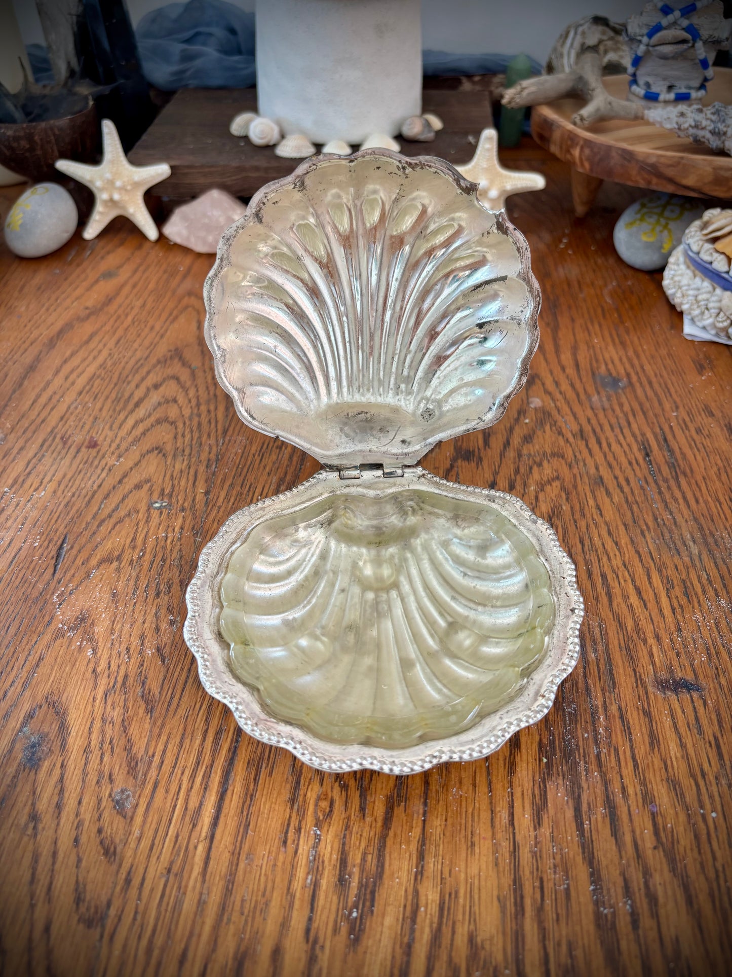 Vintage Silver-Plated Shell Butter & Caviar Server