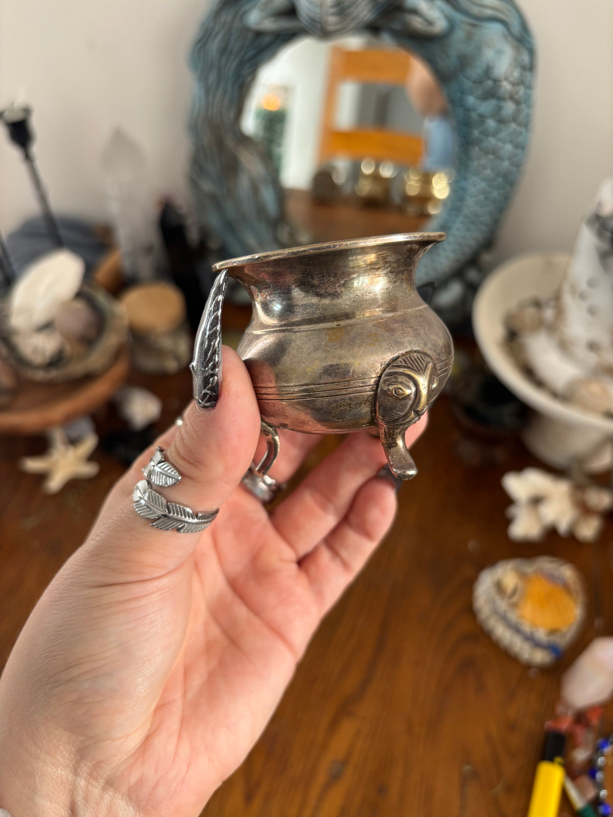 Small Silver-Tone Cauldron
