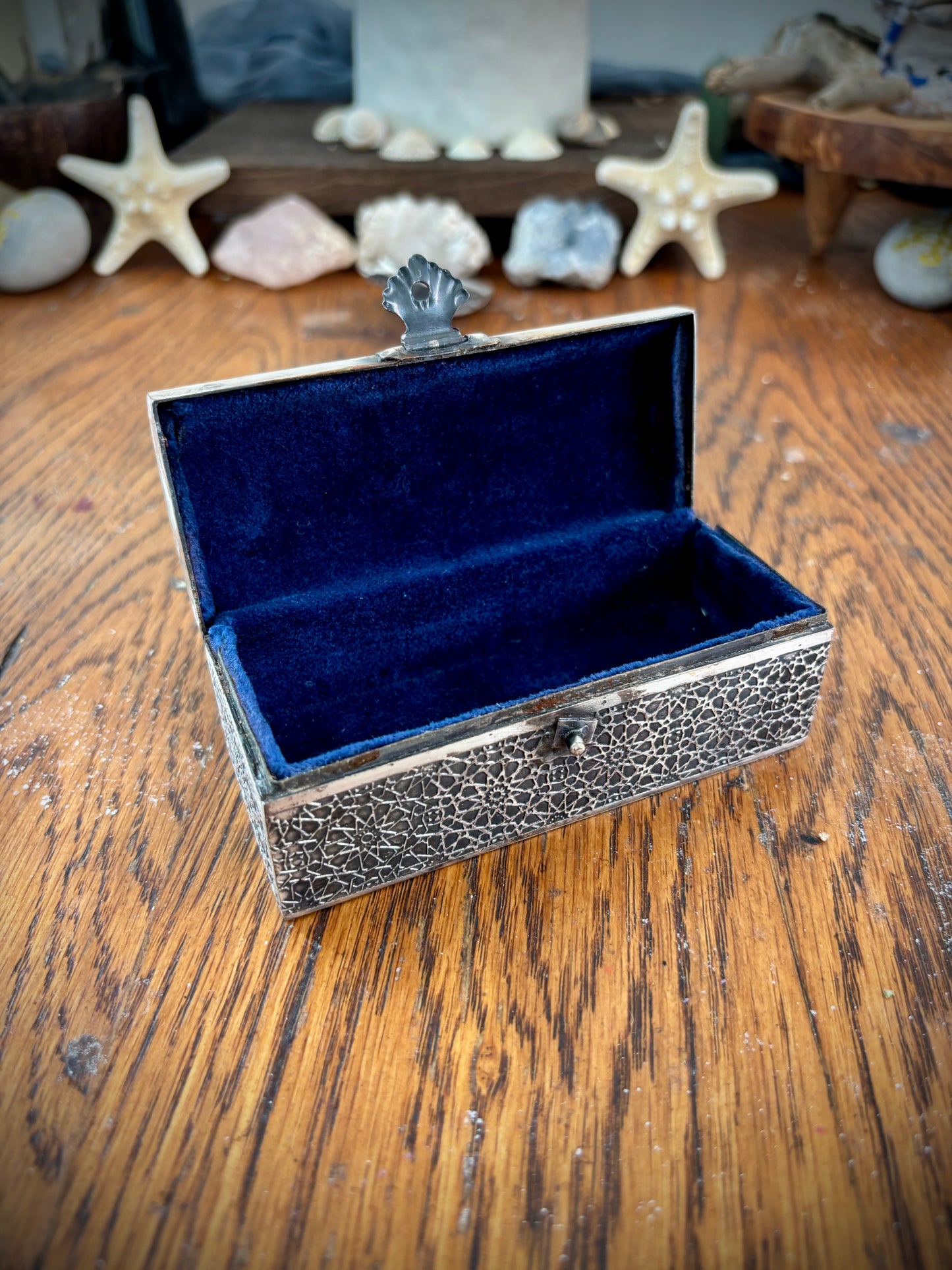 Vintage Velvet-Lined Keepsake Chest