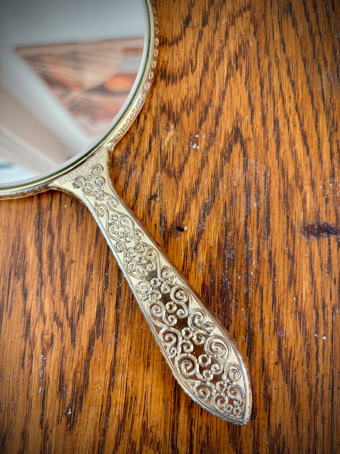 Vintage Silver-Plated Double Sided Hand Mirror