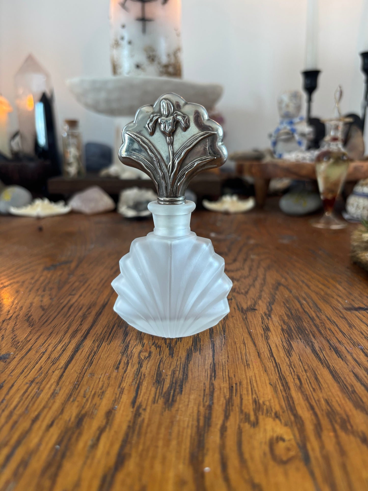 Vintage Frosted Glass Perfume Bottle
