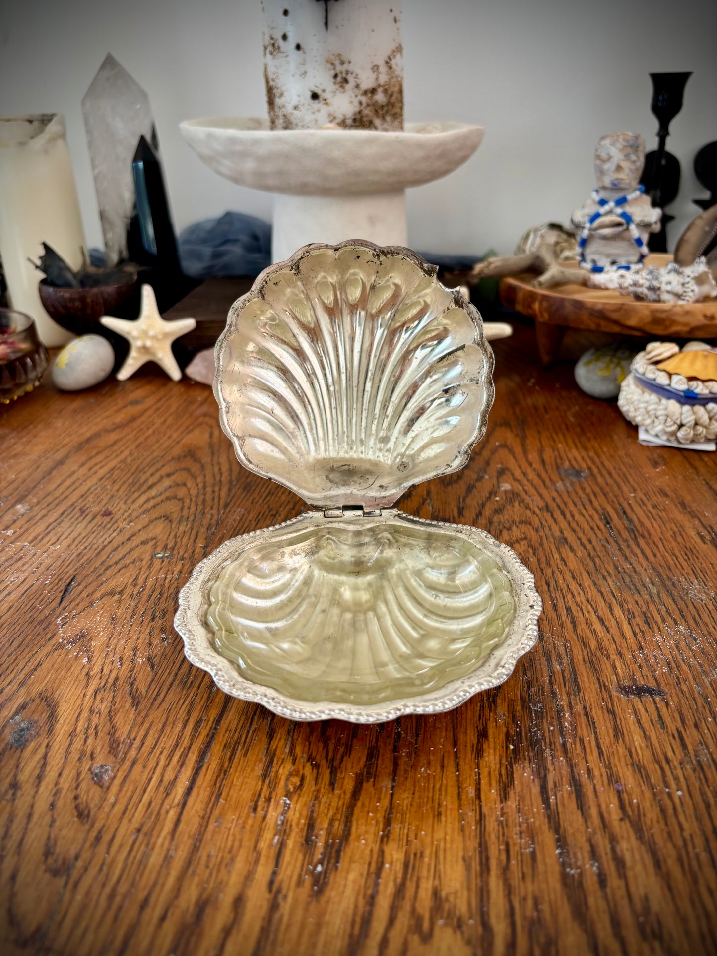 Vintage Silver-Plated Shell Butter & Caviar Server