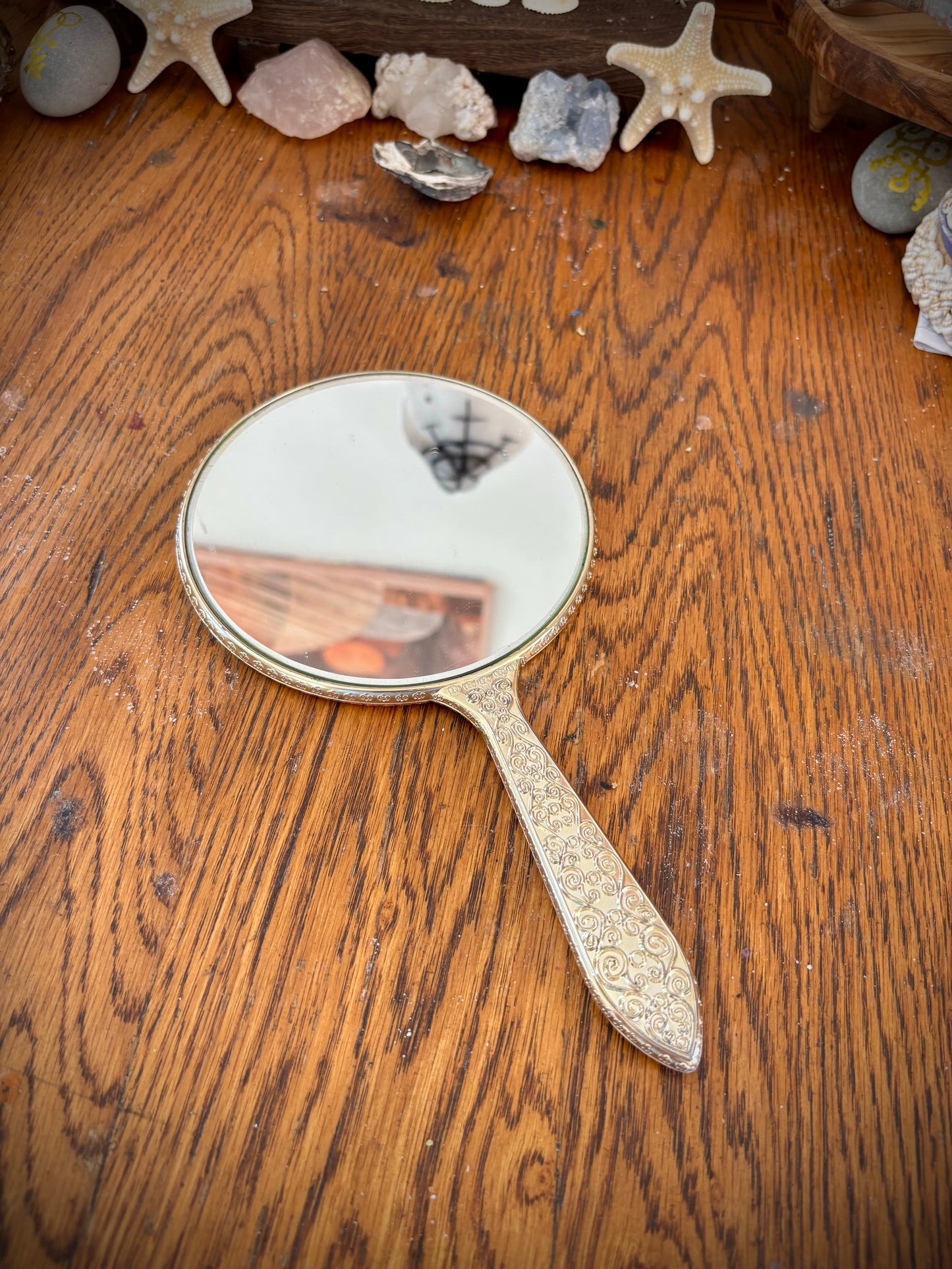 Vintage Silver-Plated Double Sided Hand Mirror