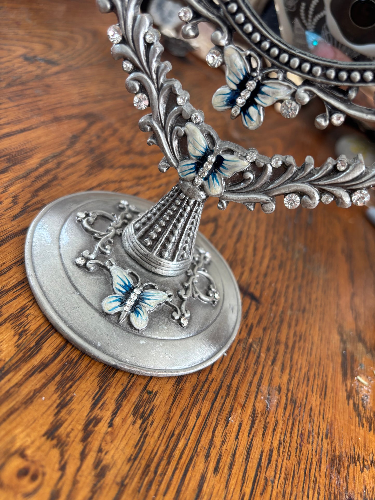 Vintage Silver-Tone Ornate Vanity Mirror